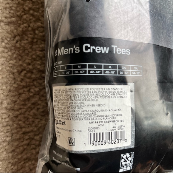 4 Pack Athletic Works Mens Polymesh Crew T-Shirt Size S (34-36) Black / Gray - Picture 8 of 9